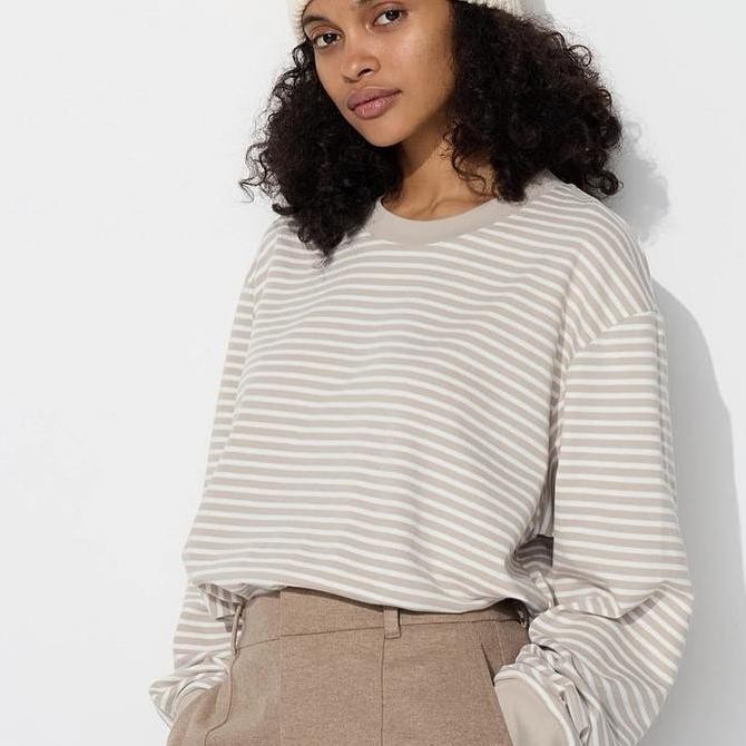 Sale Sale Uniqlo Airsm Lengan Panjang Garis Original/Uniqlo Airsm Long Sleeve Stripe Tee Original