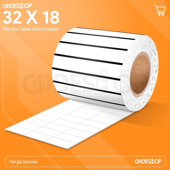 

new eshop stiker label bare 32x18mm semicoated 3 line core 3" besar