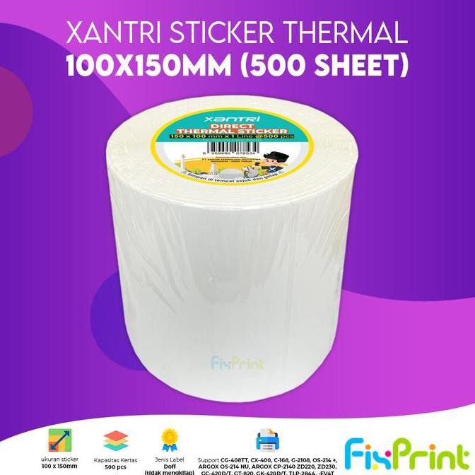 

new label thermal 100x150 500 pcs kertas stiker printer thermal resi