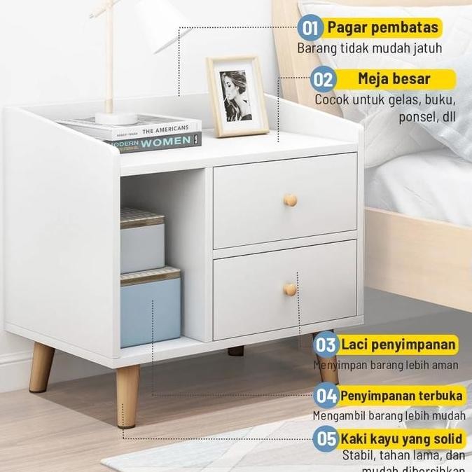 Baru Meja Nakas Kecil Minimalis Aesthetik Lemari Penyimpanan Lemari Kamar Tidur Ctg-17/18/19-Homeliv