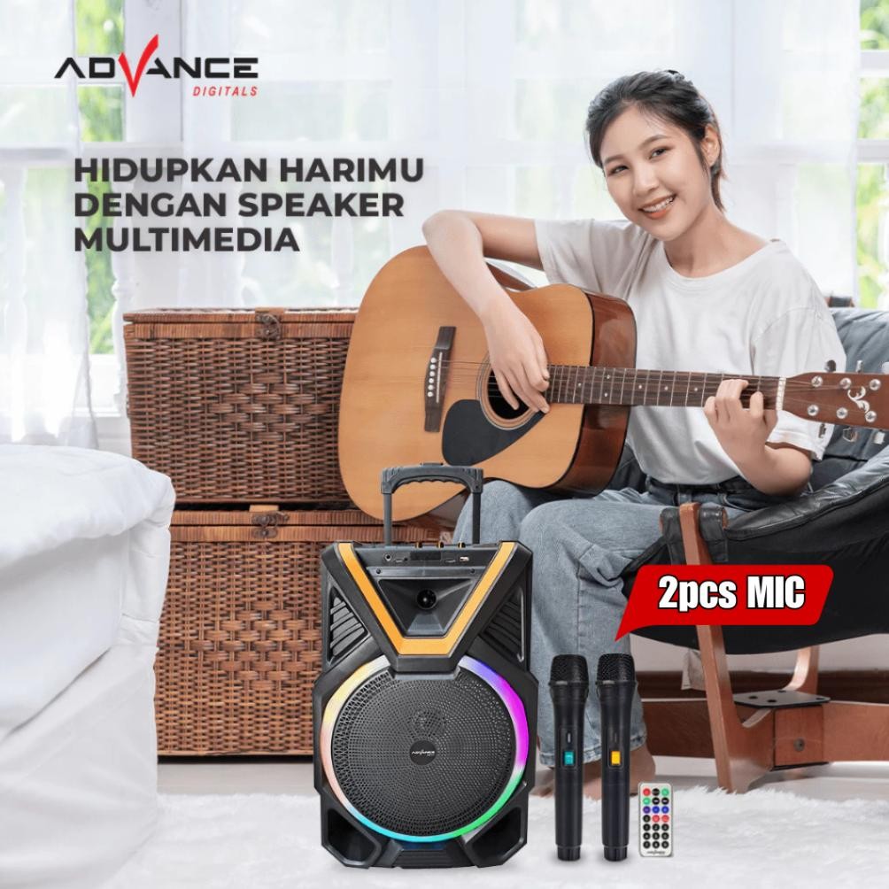 Ready Bisa Dikirim Hari IniAdvance Speaker Bluetooth Karaoke Tws 12Inch+2Xmic Wireless 1221