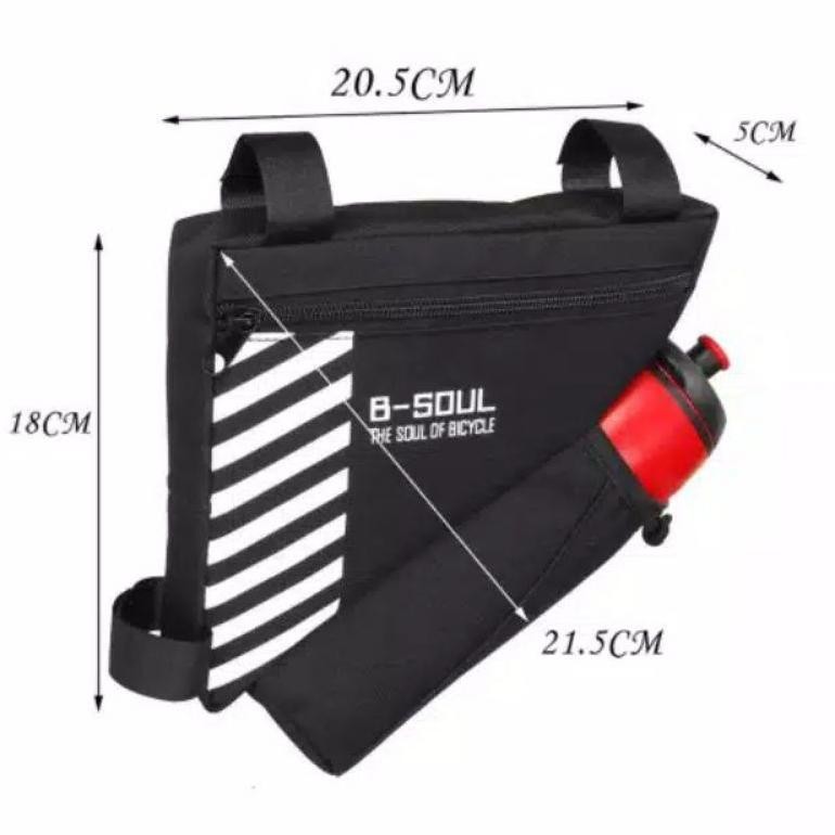 gd-90 fh-46 ORIGINAL.. Tas Segitiga Sepeda Multifungsi dengan Tempat botol Triangle frame Bag Pouch 