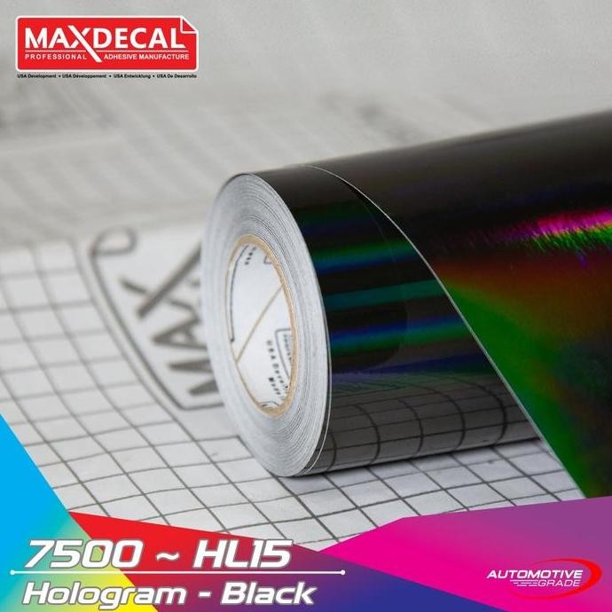Promo MAXDECAL 7500 - HL15 Hologram Black Laser Chrome Hitam Pelangi METERAN COD