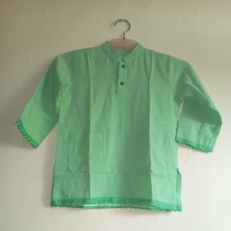 AQL Baju Anak Koko Hijau Renda Lengan panjang
