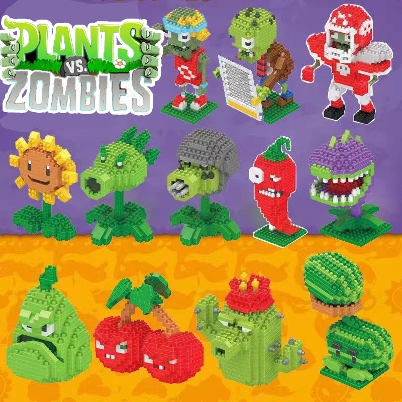 Mainan Bricks Mini Nano Block Plant VS Zombie Mainan Puzzle Susun Mini Toys