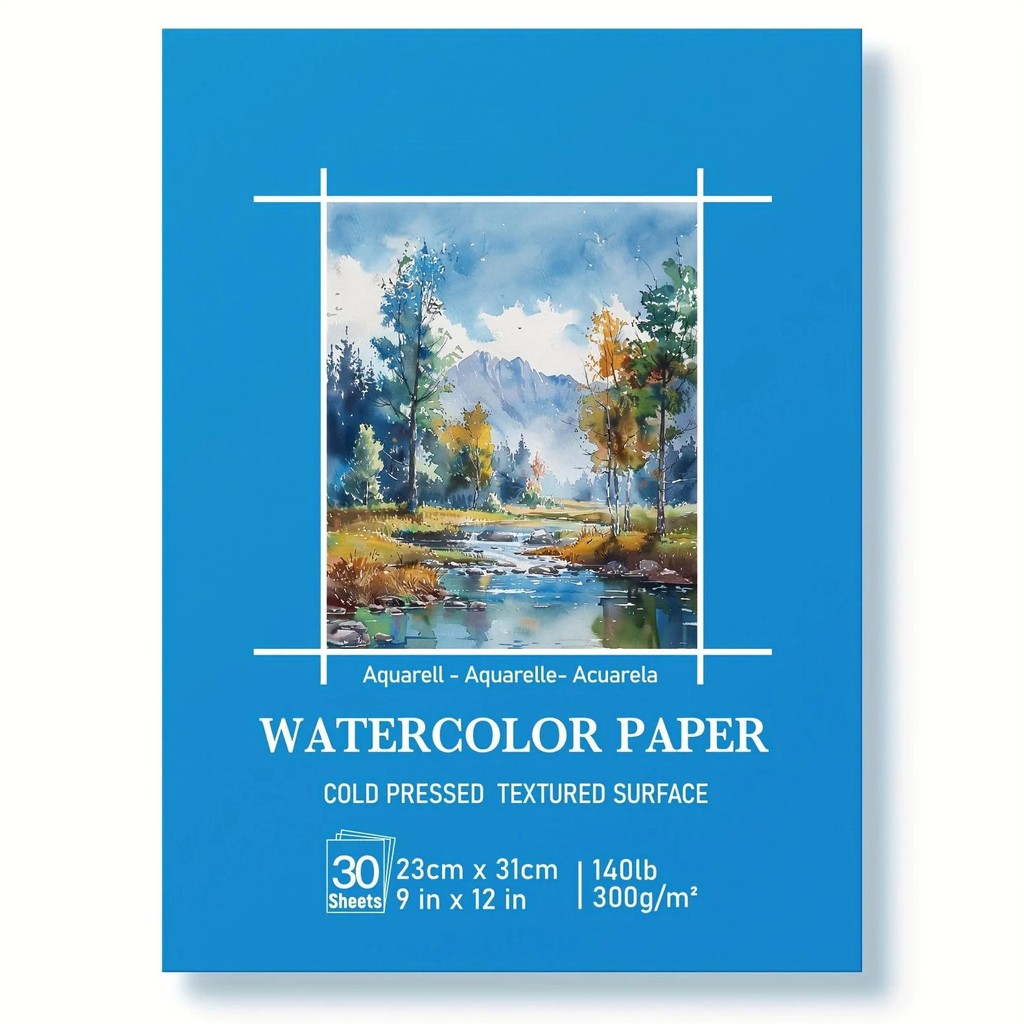 

Watercolor Paper- 30 Sheets 9X12-Inch Cold Pressed Watercolor Pad - 140Lb/300Gsm Art Paper Block For Watercolor Gouache