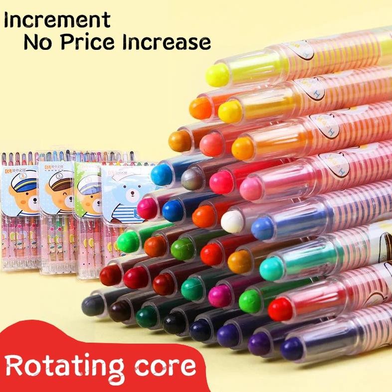 

2024 New Navy Bear Safe Erasable Children'S Rotating Crayon Color Pen Painting Pen Children'S Art Graffiti Pen Plastic Box