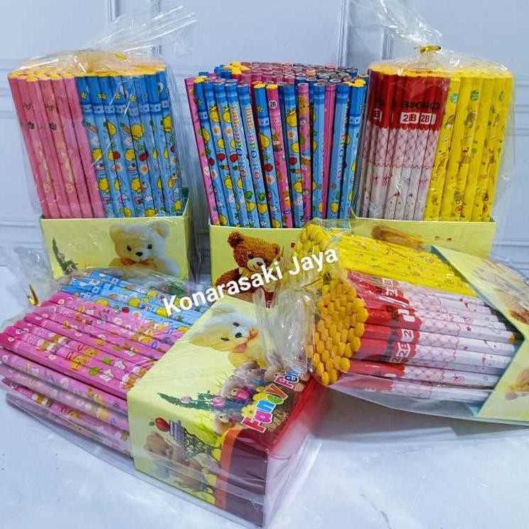 

100 PCS PENSIL 2B KAYU KARAKTER FANCY ISI 100