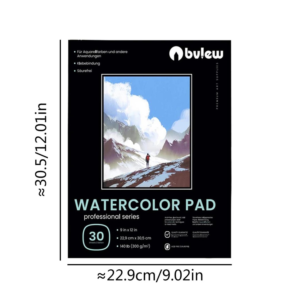 

Bview Art Professional 9X12Inch Watercolor Pad 30 Sheets (140Lb/300Gsm) - Artist Watercolor Paper For Drawing And Painting