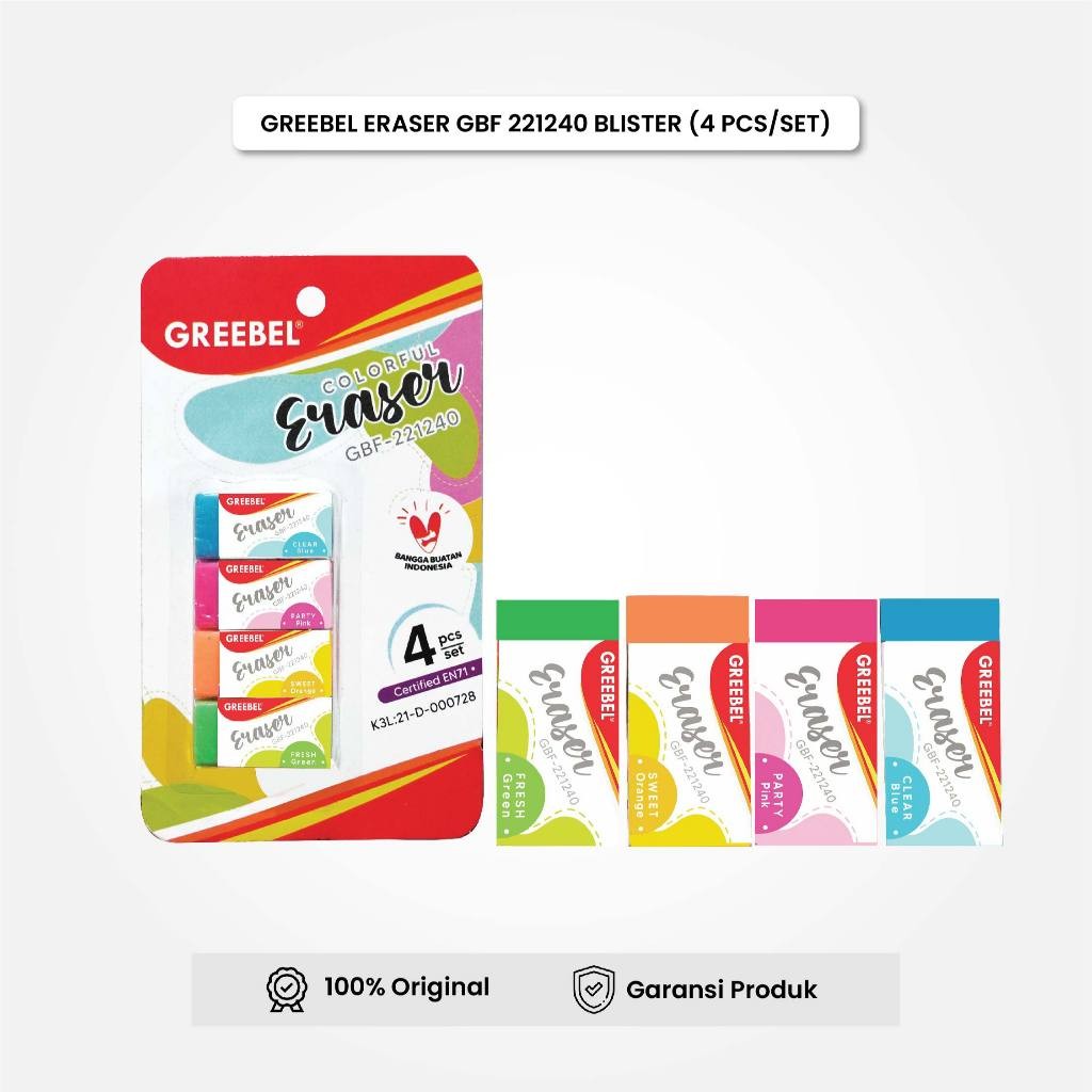 

Eraser Stip Hapusan GREEBEL GBF-221240 (BLISTER 4PCS/SET) / Penghapus Pensil