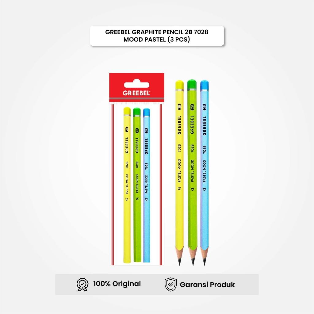 

GREEBEL Pensil Tulis 2B 7028 Pastel Mood (3PCS/SET) Pensil Kayu Ujian / Pencil Grafit Graphite / Pensil Gambar