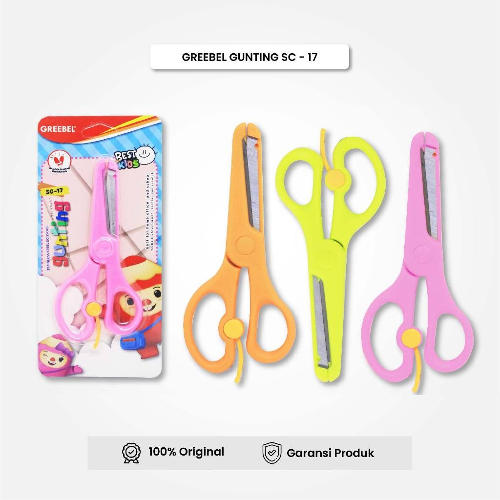 

Gunting Scissor Karakter Lucu (SC-17) GREEBEL / Gunting Sekolah Mini Stainless Anti Karat Nyaman Digunakan