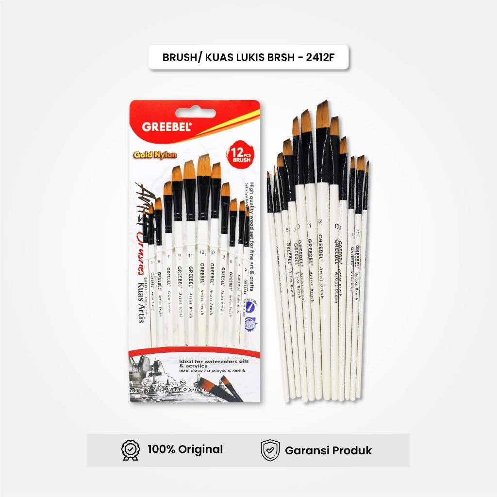 

Kuas Lukis / Brush Paint Set Brsh-2412F / Kuas Melukis GREEBEL / Vemilo