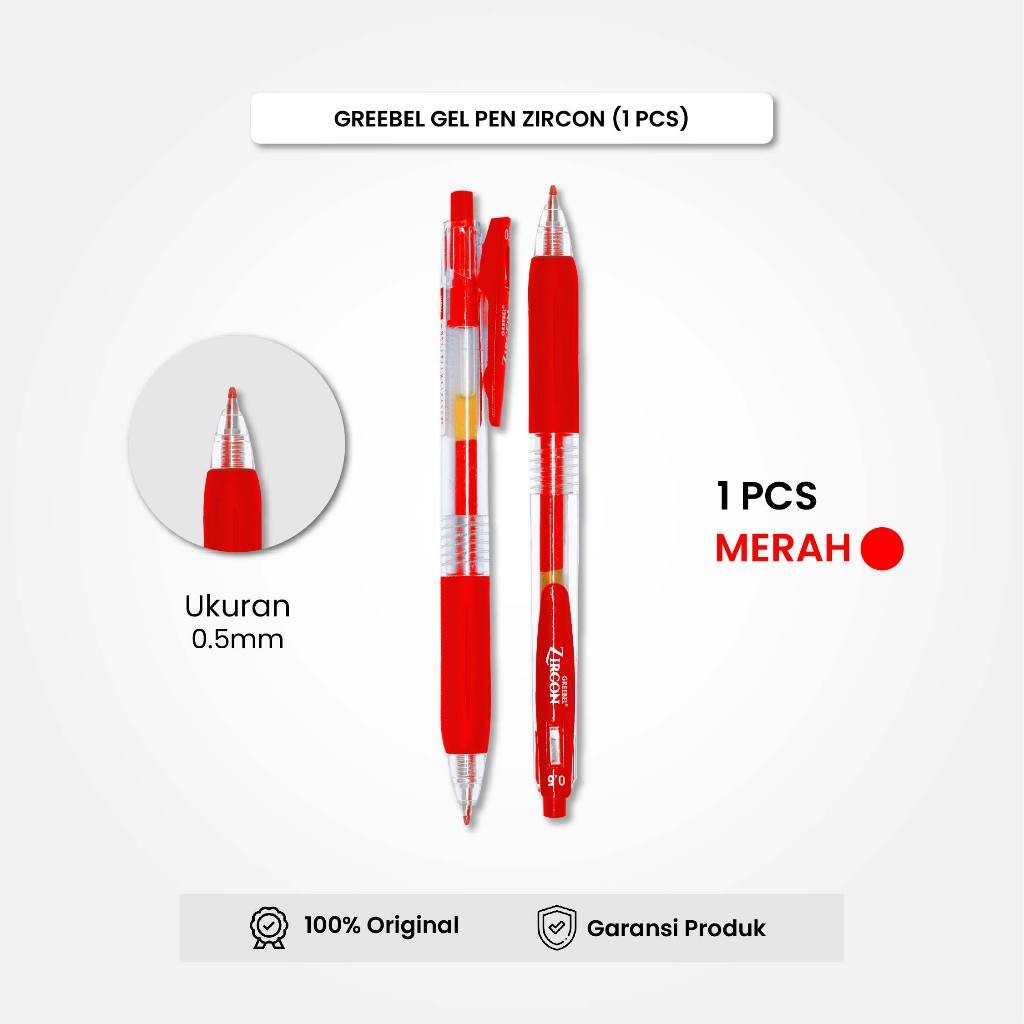 

GREEBEL Gel Pen Pulpen Pena GP-509 Zircon Merah 0.5 (PCS) / Pulpen Gel Murah Grosir