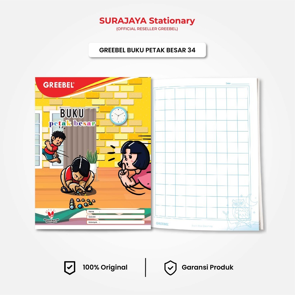 

Buku Petak Besar A5 34 Lembar / Buku Kotak Kotak / Buku Anak Sekolah / Buku Kotak Besar GREEBEL / Vemilo