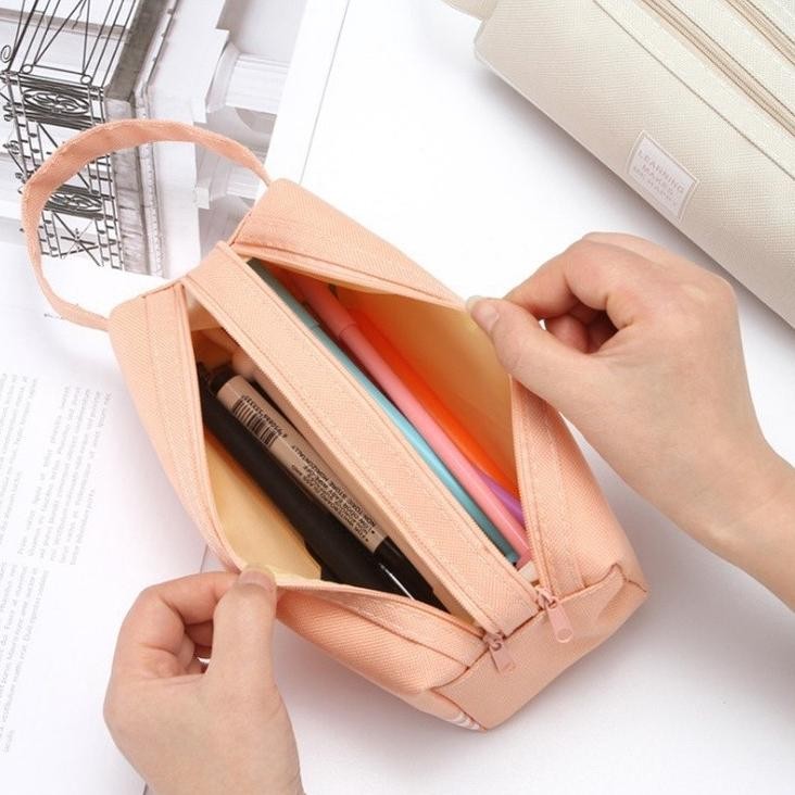 

Rwet-23 Kotak Pensil Besar Double Zipper Warna Pastel Dua Resleting Dual Zipper Muat Banyak - Bc0287