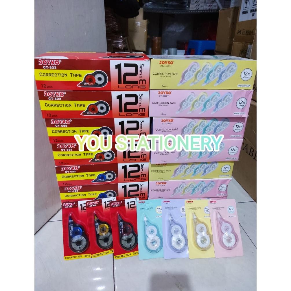 

Joyko Correction Tape 12M Tipex Kertas Joyko CT 522 (1 BOX 12 PCS)