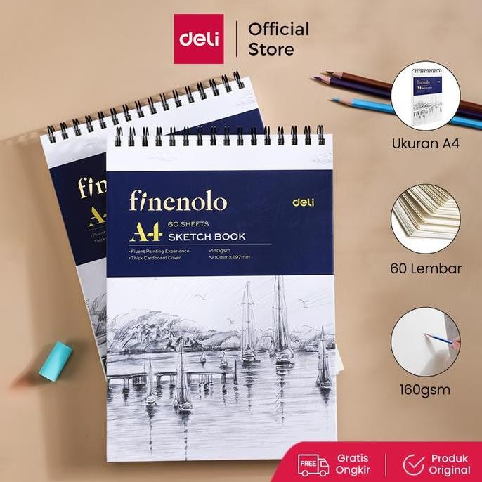 

Termurah Deli Sketch Book / Buku Gambar Sketsa A4 160GSM 60 Lembar EC27X