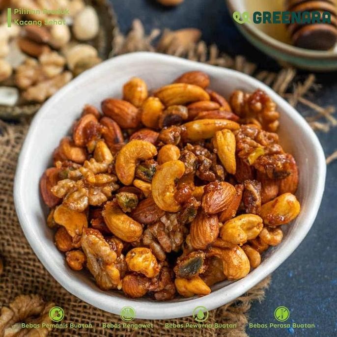 

Murah Greenara Roasted Mixed Nut 1Kg (Almond , Cashew, Walnut) / Kacang Mixed Nut Panggang / Cemilan Kering Kacang
