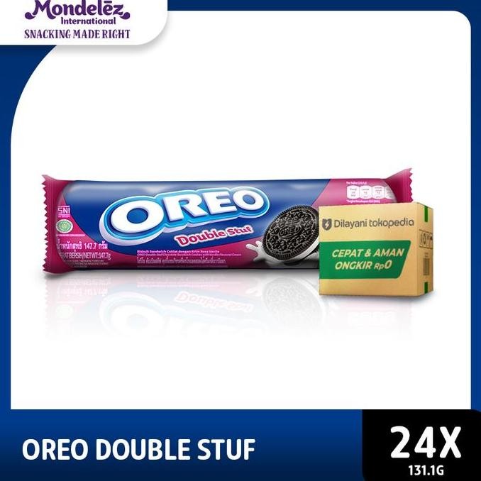 

Grosir [1 Karton Isi 24 Pcs] Oreo Biskuit Double Stuf 131.1 Gr