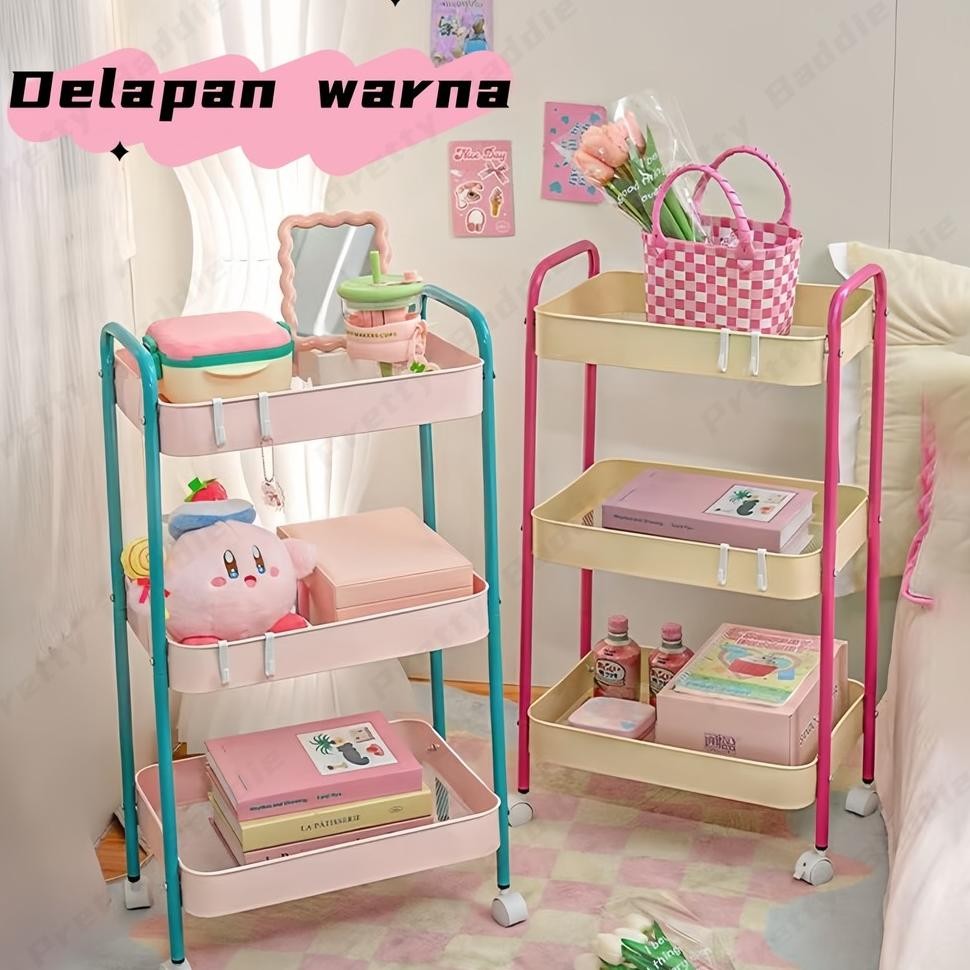 Ra Yimpanan Troli 3 Tingat Berwarnawarni Troli Yimpanan Barang Rumah Tangga