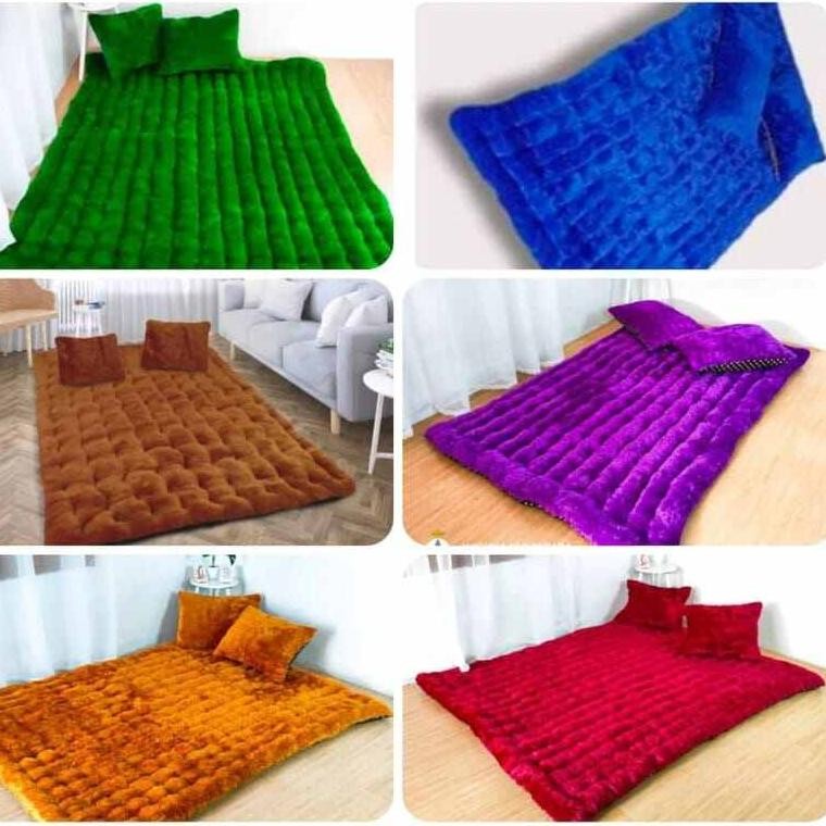 KASUR LANTAI BULU RASFUR FREE 2 BANTAL DENGAN BERBAGAI MACAM UKURAN KECIL SAMPAI JUMBO & BAHAN TEBAL