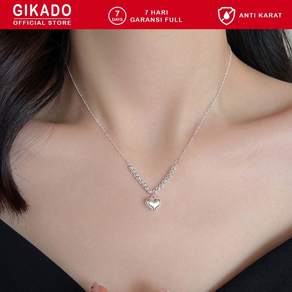 Gikado Kalung Perak 925 Love Heart Kalung Leher Untuk Wanita