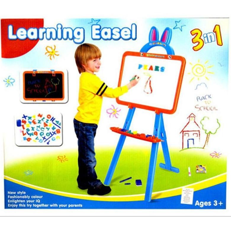 

READYYY LEARNING EASEL 3 IN 1 MAGNET - PAPAN TULIS ANAK MAGNETIC DUA SISI WHITEBOARD BLACKBOARD HITAM PUTIH