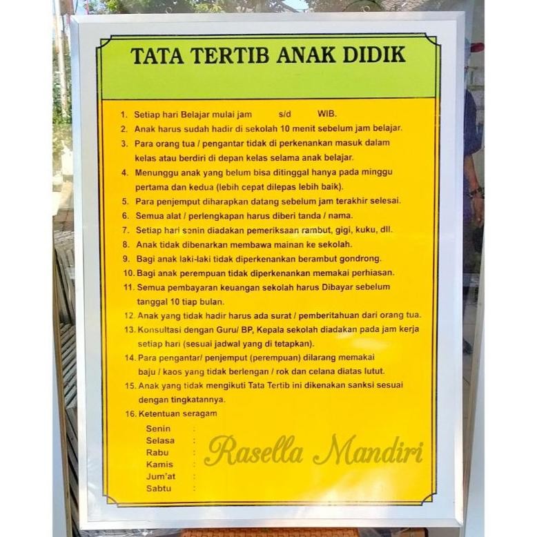 

READYYY TATA TERTIB ANAK DIDIK 60X80 - PAPAN DATA SEKOLAH PAUD TK RA - PAPAN AKREDITASI