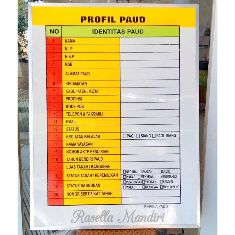 

READYYY PROFIL PAUD 60X80 - PAPAN DATA SEKOLAH PAUD - PAPAN AKREDITASI