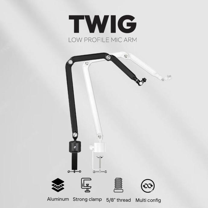 Noir Twig Low Profile Boom Arm Microphone Bracket Stand New Stok