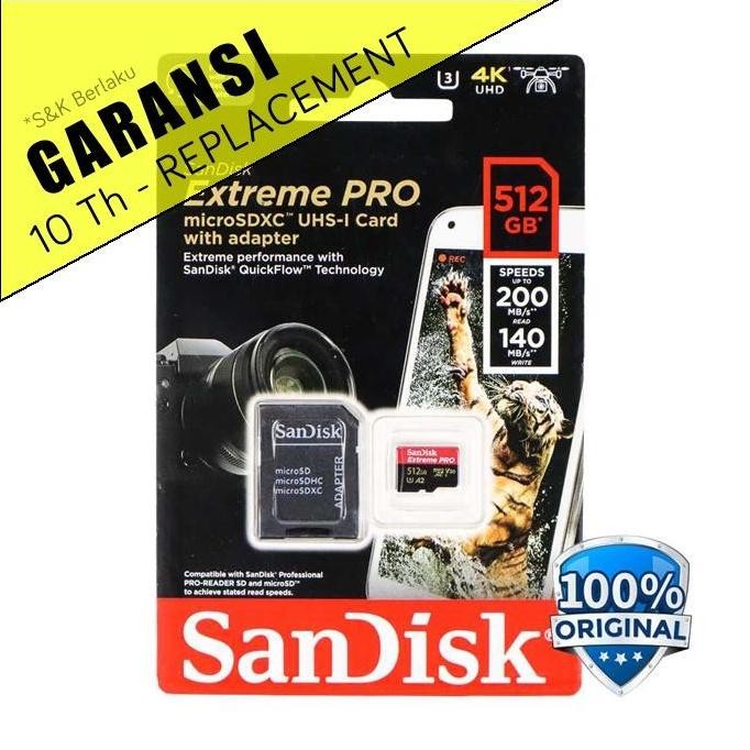 HARGA DISC - [COD] MicroSD Sandisk 512GB 1TB Seri Extreme Pro V30 U3 A2 4K 200MB/s Micro SD Card 512