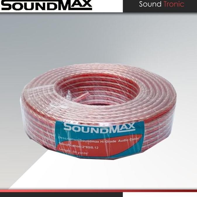 Kabel Speaker Soundmax 2X30 2X50 2X80  50Yard 40Meter Kabel Transparan 40 Meter New Stok