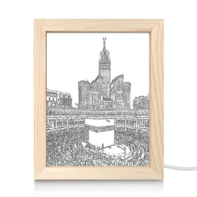 Terjangkau Light Painting Edisi Islami Lafadz Allah Muhammad Kabah Mekah Muslim Bingkai Lampu Menyal