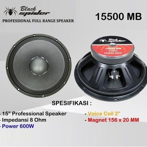 Speaker 15" Inch 600W Black Spider 15500 M / Mb Original Power 600 Watt Mid Bass Low Full Range Prof