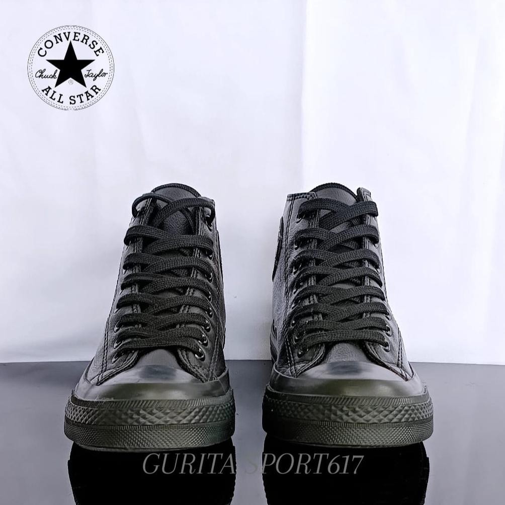 Ready Sepatu Converse Tinggi Kulit Pria | All Star Full Black