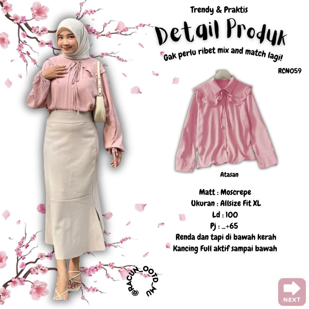 Ootd One Set 3In1 Wanita Kekinian Korean Style Blouse & Rok Mermaid Knit Rajut Basic Span | Segi Emp