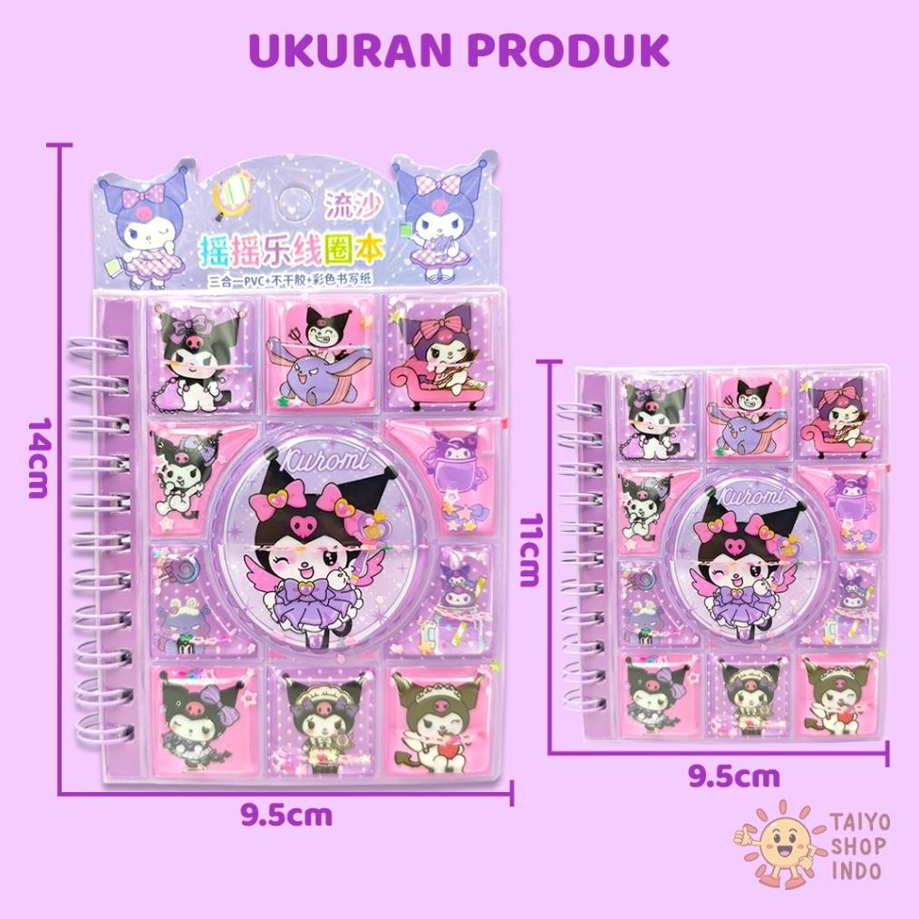

[original] 3d ring note book sanrio quicksand shake sticker stiker tempel buku catatan karakter kartun [terlaris] [terbaik]