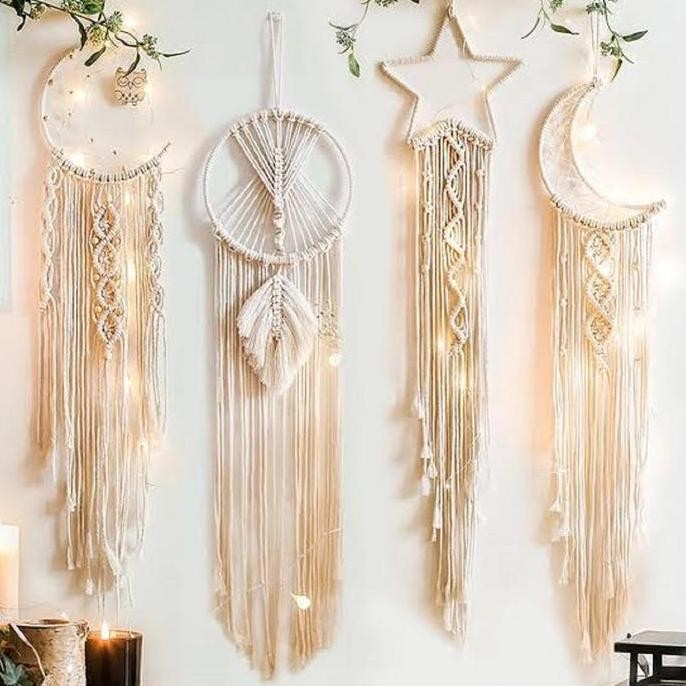 (Expert) Macrame dream catcher - Hiasan dinding aesthetic - Dekorasi kamar  - Pajangan ruang tamu Be