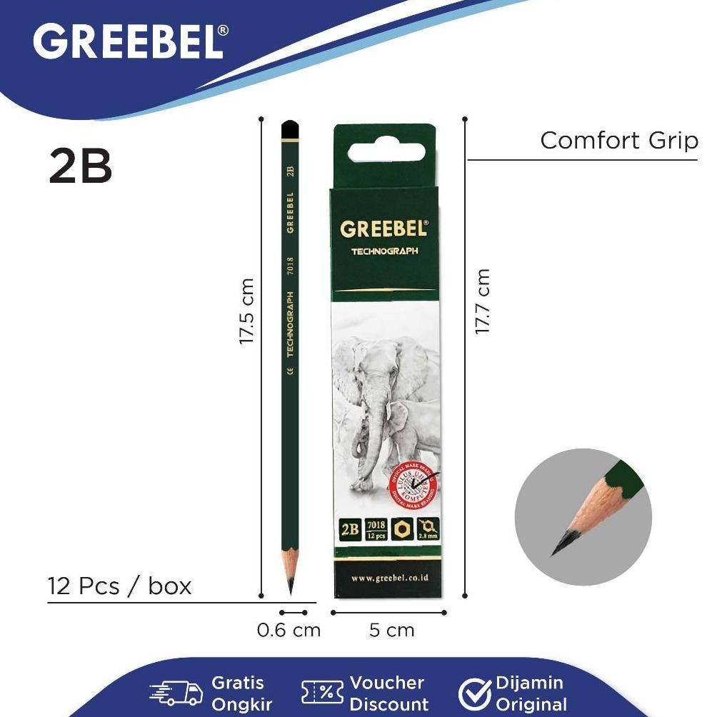 

RB GREEBEL Pensil 2B / Pensil Kayu 2B / Pensil Gambar / Pensil Tulis / GREEBEL Gb-7018 12PCS/Set