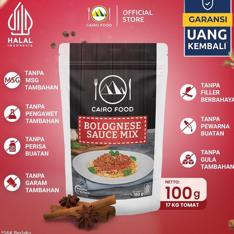 

Bumbu Bolognee Auce Ehat Tanpa Mg Rempah MurniCairoFood 100 Gram