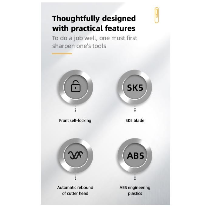 

ready deli tools home series mini extenable knife/ cutter sk5 blade abs 12m / ht4007 / ht4007c / ht4007l {terbaru/terlaris/tergcor/kekinian}