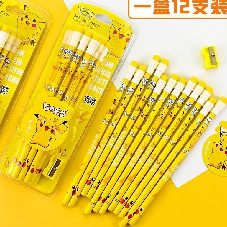 

RB 12 PCS Pensil Anak Cowok Motif PIKACHU Pokemon Lucu