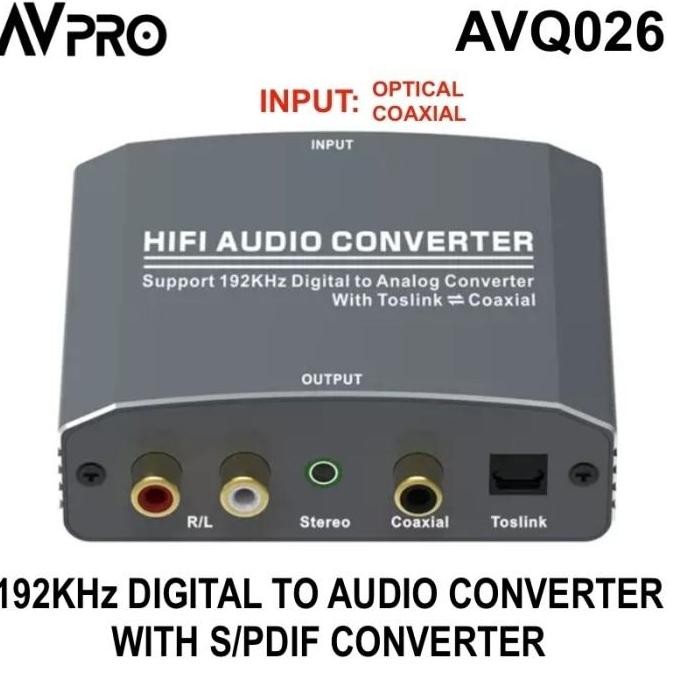 Avpro Avq026 Digital To Analog Converter Dac 24/192Khz Spdif Converter New Stok
