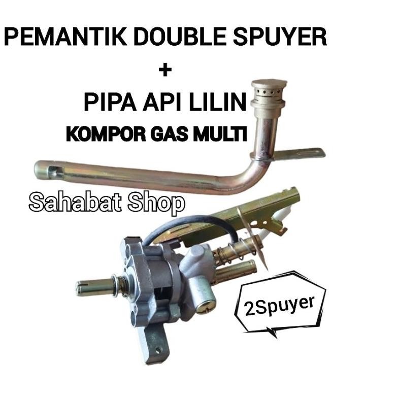 MESIN PEMANTIK API DOUBLE 2SPUYER + PIPA API LILIN UNTUK KOMPOR GAS KACA MULTI UNIVERSAL