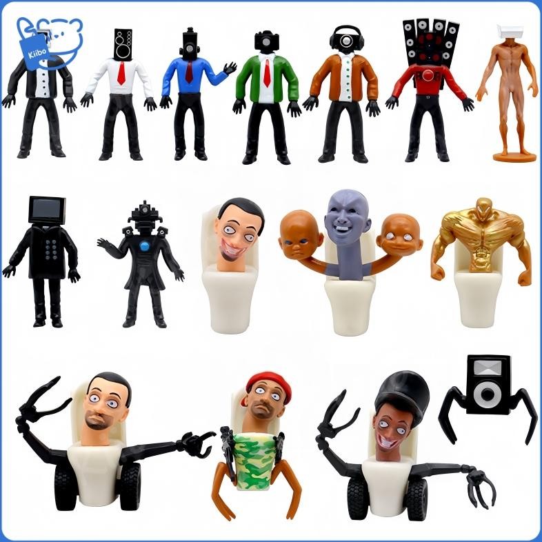 ''Terlaris" 6Pcs Skibidi Toilet Action Figure Speakerman Tv Man Monitor Man Model Boneka Mainan Untu