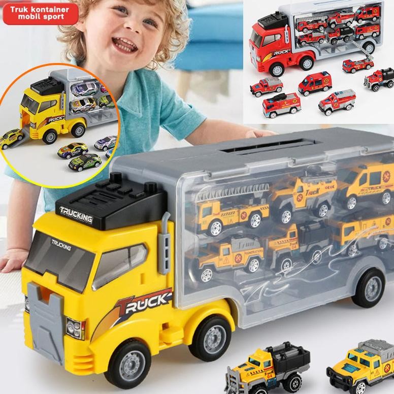 ''Terlaris" Mobilan Besar Anak Laki Laki Mainan Anak Storage Container Truck Vehicle Alloy Pull Back