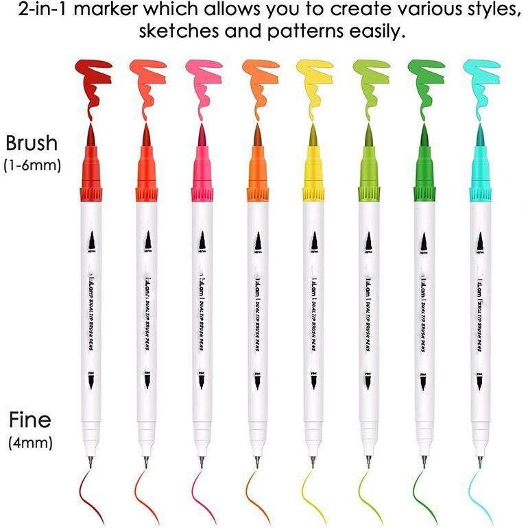 

RB Slayershop Dual Tip Pulpen Sikat 24/48/60/100Warna Sketsa Menggambar Manga Dual Head spidol Warna Air Pena untuk Menggambar Animasi Mewarnai Books Desain Perlengkapan Seni