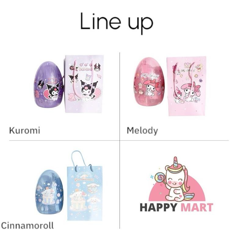 

RB set alat tulis EGG SURPRISE motif kuromi / melody / cinnamoroll