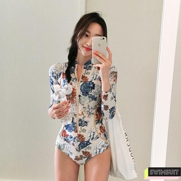 Baju Renang Wanita Lengan Panjang Bodysuit / Bikini Wanita Bodysuit